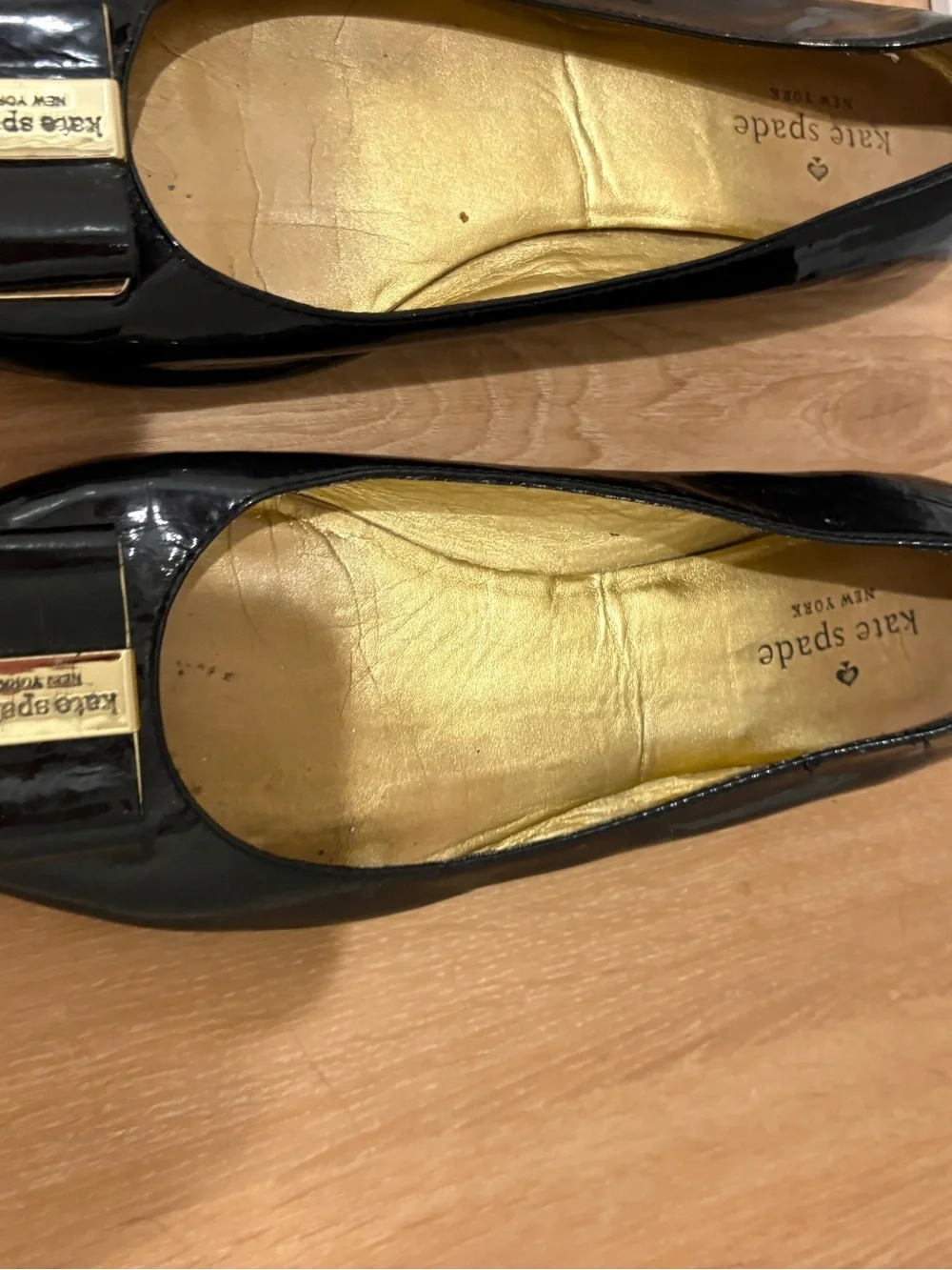 kate spade Black Patent Bow Flats size 9.5